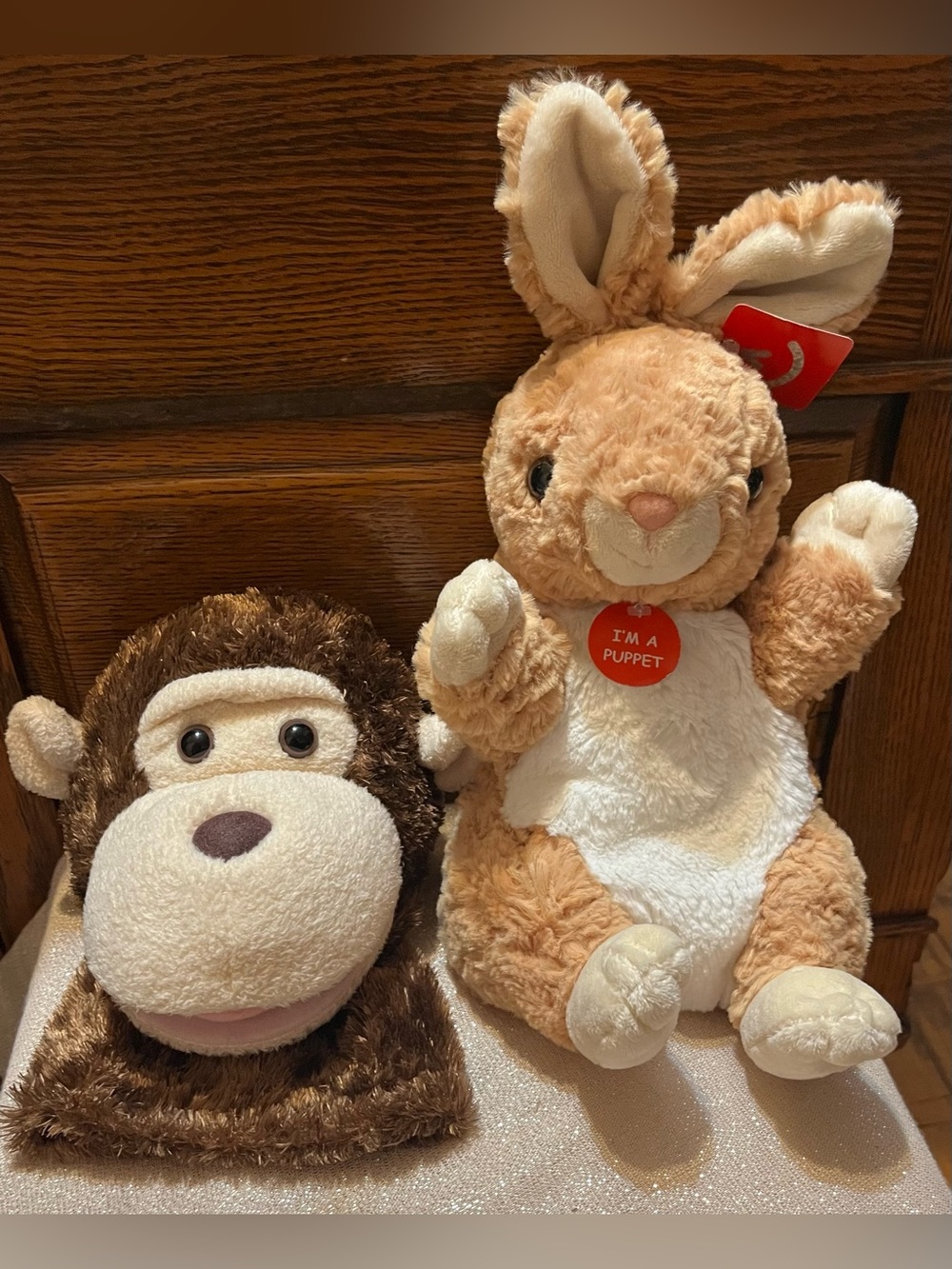 Aurora Rabbit & Monkey Plush Puppets New & NWOT’s Bundle Of Two